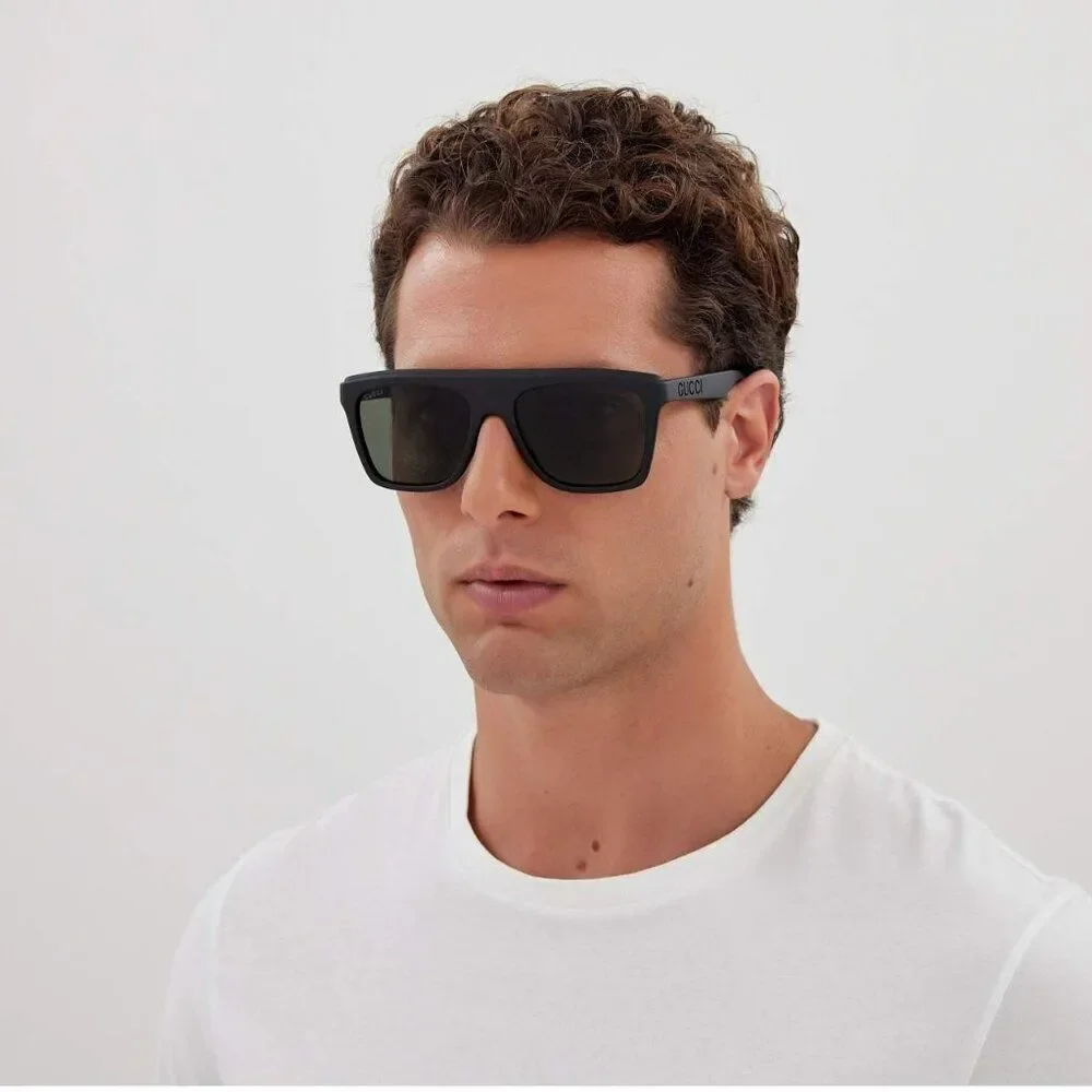 NEW Gucci GG1570S 001 Matte Black Grey Unisex Pilot Sunglasses GG 1570S